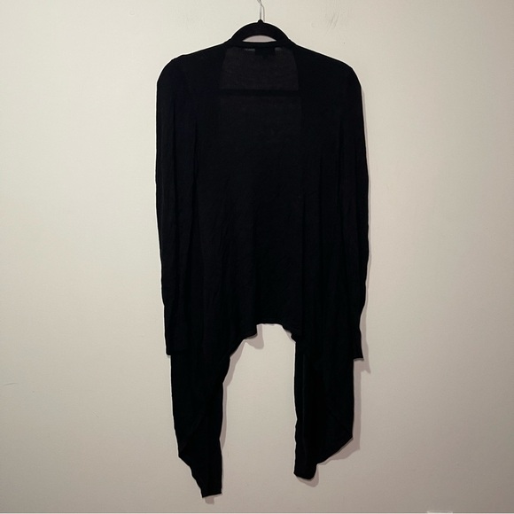 Hudson’s Bay Black Draped Open Cardigan Sweater Women’s minimalist layering in L - Picture 7 of 8